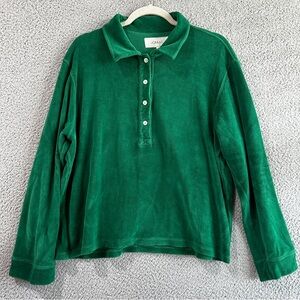 The Great. The Rugby Sweatshirt Velour Green Size 2